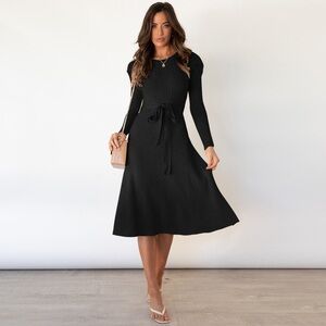 Elegant Black Long-Sleeve Dress